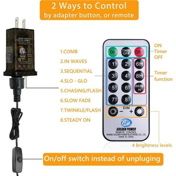 165Ft Ultra Long 500 LEDs String Lights Plug in, with Switch/Timer, Waterproof - Picture 3 of 7